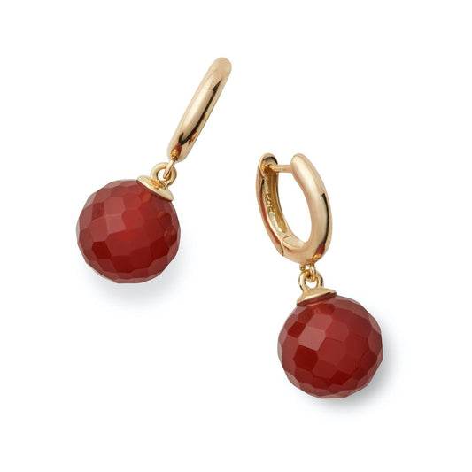 Gump's Signature Gold Hoop & Faceted Carnelian Earrings