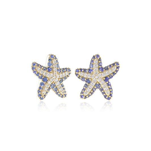 Sapphire & Diamond Starfish Earrings