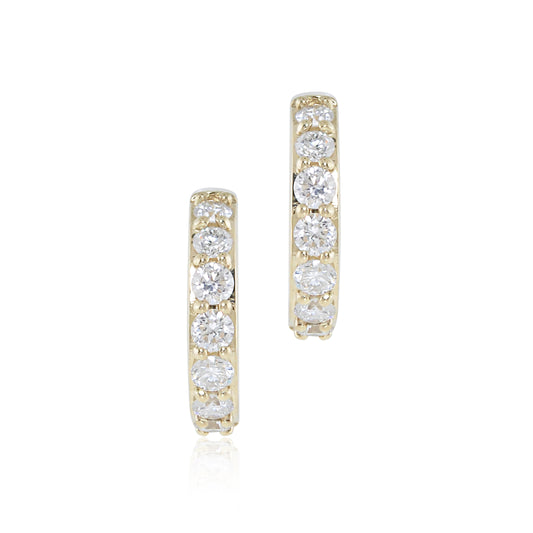 Yellow Gold Huggie Hoop Earrings in Diamonds