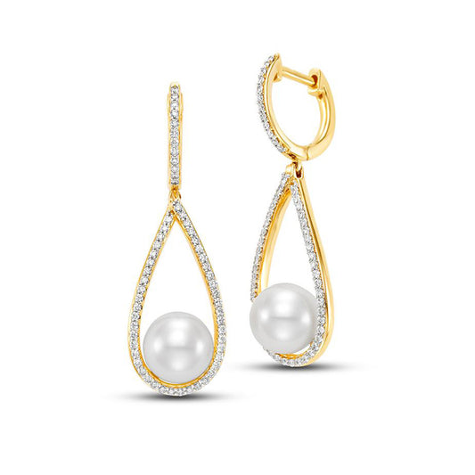 Open Teardrop 9mm Pearl Earrings