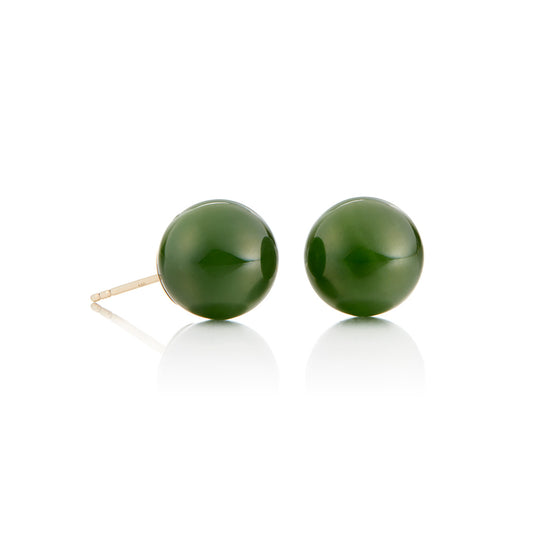 Gump's Signature 12mm Green Nephrite Jade Bead Earrings