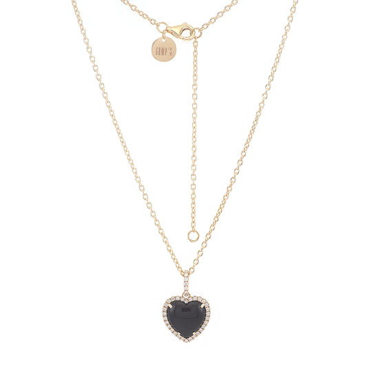 Gump's Signature Black Jade Heart & Diamond Necklace