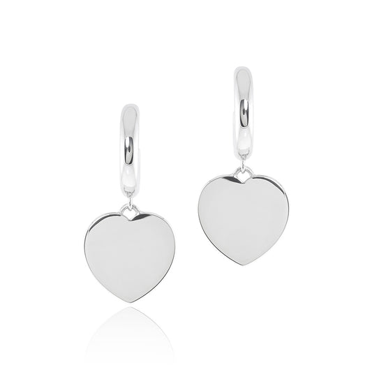 Silver Heart Charm Earrings