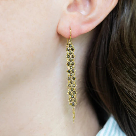 Champagne Diamond Woven Textile Earrings